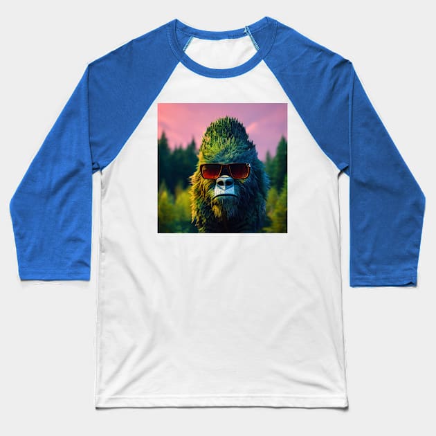 Dope Sasquatch in Nature Baseball T-Shirt by Grassroots Green